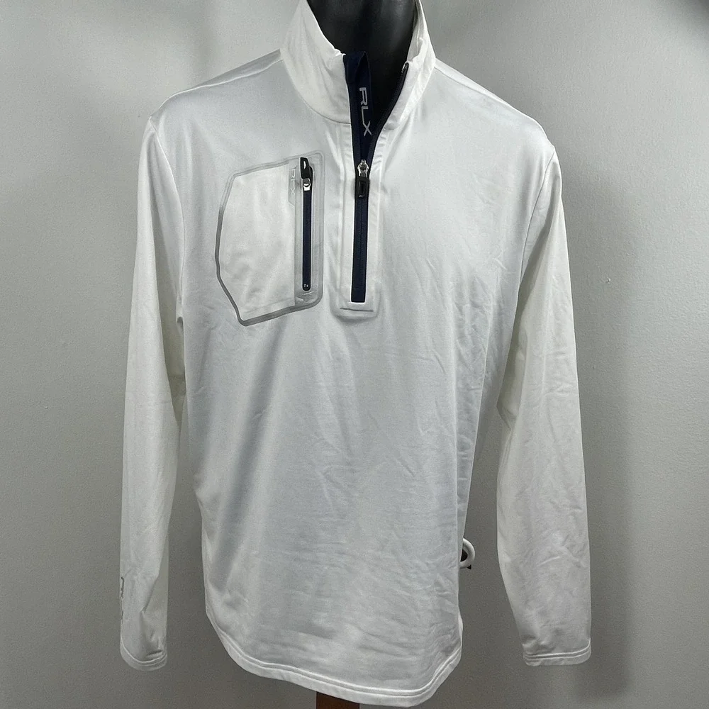 RLX Ralph Lauren Pullover Mens M White 1/4 Zip Long Sleeve Golf Athletic Top